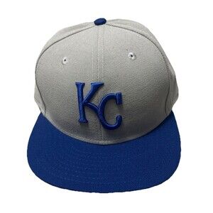 Kansas City Royals Gray New Era 5950 Fitted Size 7 1/2 Hat MLB BASEBALL